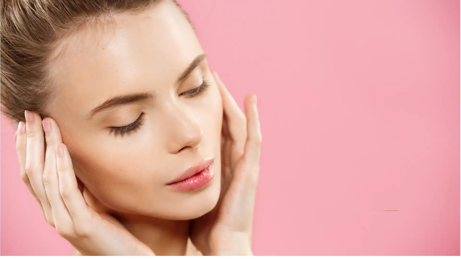 Woman holding her cheeks Woman holding her cheeks